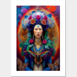 Flowers Queen Goddess Surreal Butterfly Posters and Art